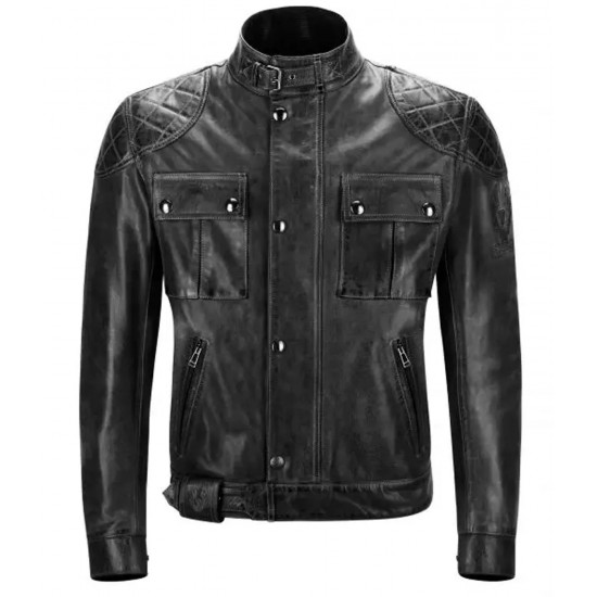 Brooklands Biker Diamond Quilted Leather Jacket