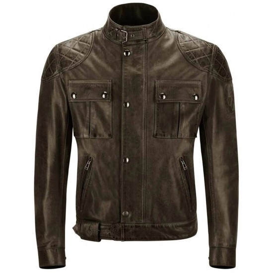 Brooklands Biker Diamond Quilted Leather Jacket