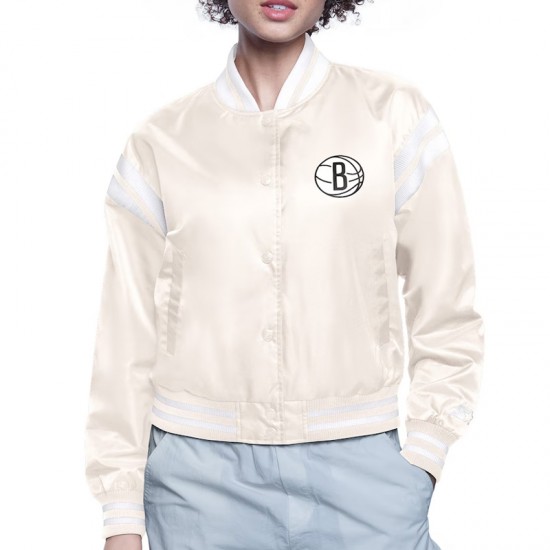 Brooklyn Nets Printed Logo Varsity Satin Jacket