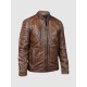 Brown Waxed Biker Leather Jacket