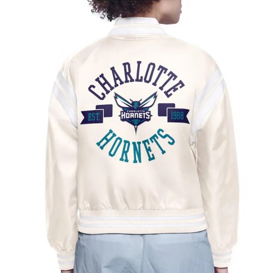 Charlotte Hornets Printed Logo Varsity Satin Jacket