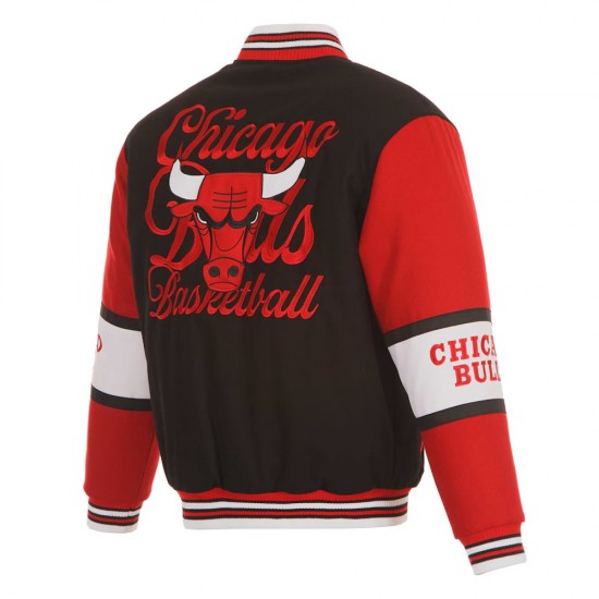 Chicago Bulls Black and Red Varsity Wool Jacket