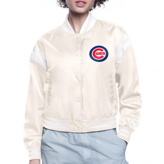 Chicago Cubs Printed Logo Varsity Satin Jacket