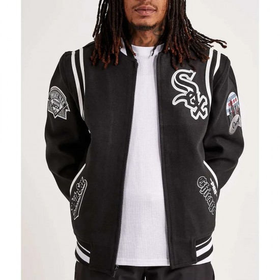 Chicago White Sox Comiskey Park Black Varsity Jacket