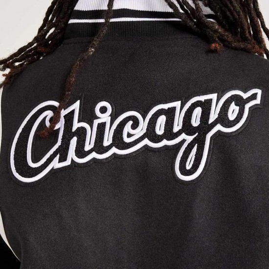 Chicago White Sox Comiskey Park Black Varsity Jacket