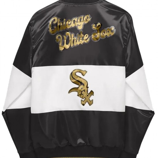 Chicago White Sox Satin Black And White Varsity Jacket