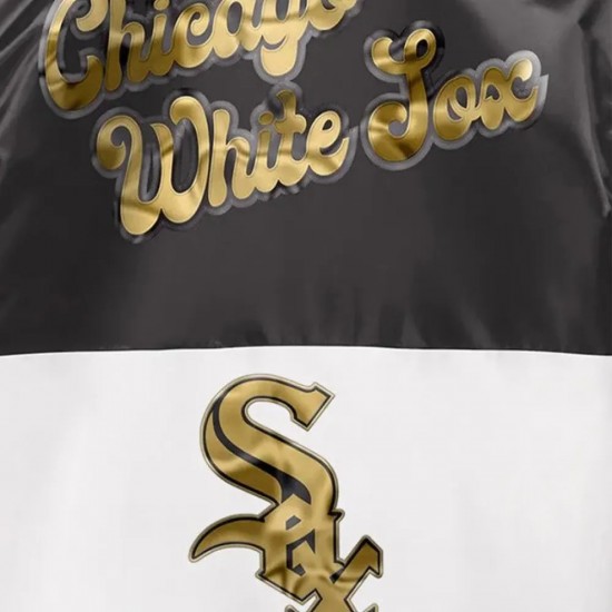 Chicago White Sox Satin Black And White Varsity Jacket