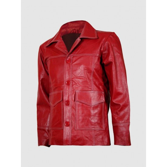 Classic Red Leather Coat