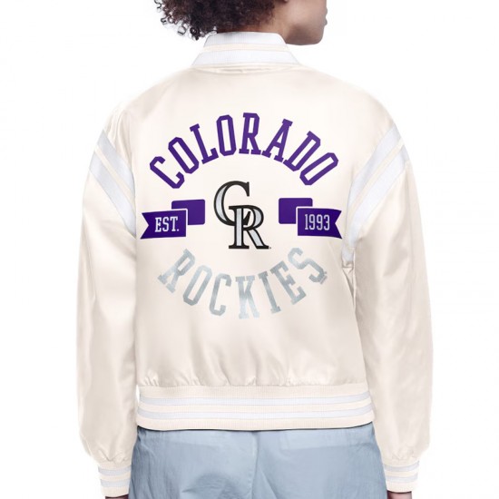 Colorado Rockies Printed Logo Varsity Satin Jacket