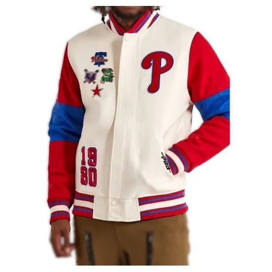 Cream Pro Standard Philadelphia Phillies Varsity Jacket