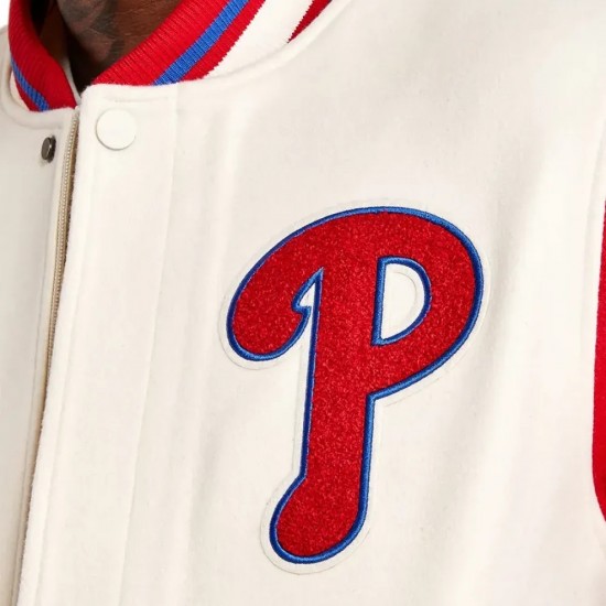 Cream Pro Standard Philadelphia Phillies Varsity Jacket