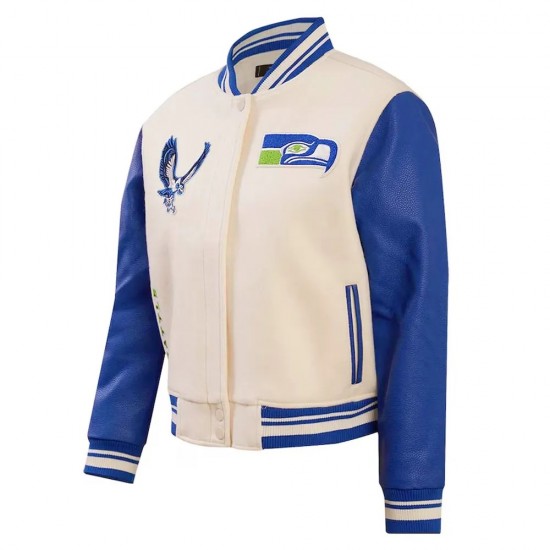 Cream Seattle Seahawks Retro Classic Full-Zip Varsity Jacket