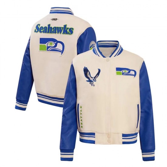 Cream Seattle Seahawks Retro Classic Full-Zip Varsity Jacket