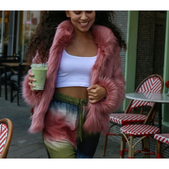 Cropped Barbie Faux Fur Coat | Pink Collared Faux Fur Jacket Festival Coat