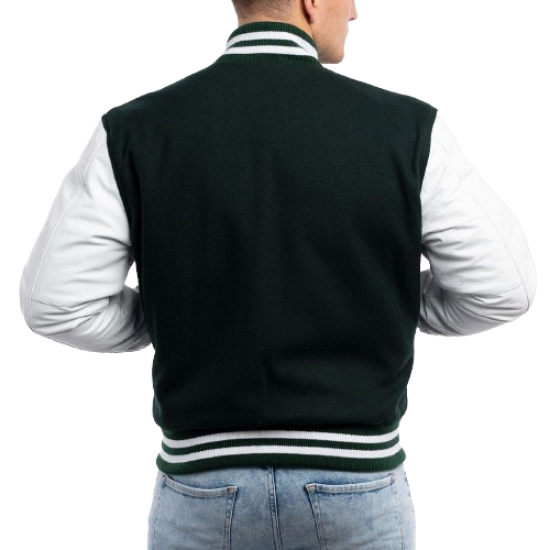 Dartmouth Green Wool Body & Bright White Sleeves Letterman Jacket