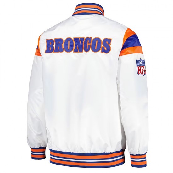 Denver Broncos Midweight White Satin Jacket