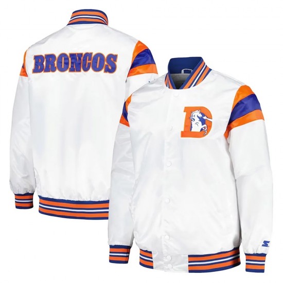 Denver Broncos Midweight White Satin Jacket