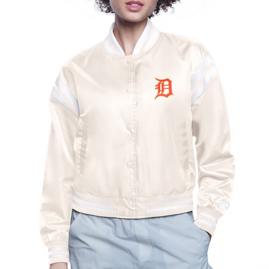 Detroit Tigers Printed Logo Navy Varsity Satin Jacket