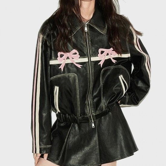 Diddi Moda Bow Real Leather Jacket