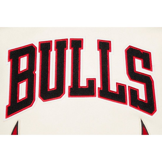 Eggshell Red Chicago Bulls Retro Classic Men's Rib Wool Varsity Jacket