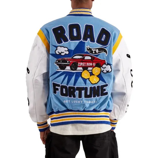 First Row Road Fortune University Blue Varsity Jacket