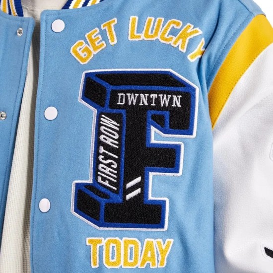 First Row Road Fortune University Blue Varsity Jacket