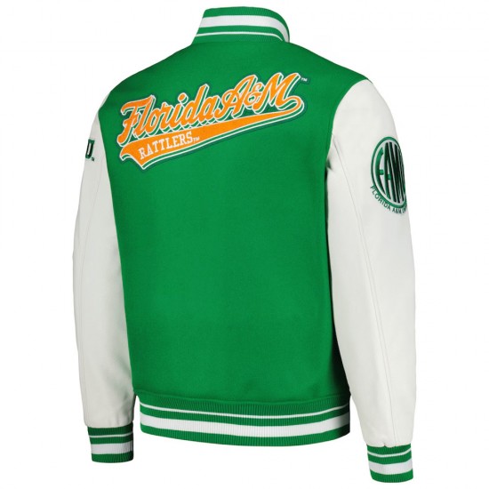 Florida A&M Rattlers Script Green and White Varsity Jacket