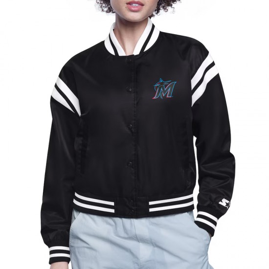 Florida Marlins Printed Logo Varsity Satin Jacket