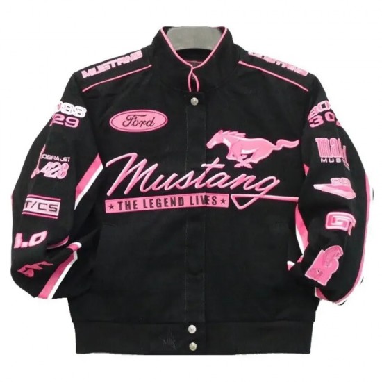 Ford Mustang Racing Black And Pink Jacket