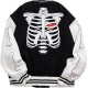 G2 Black Skeleton Print Varsity Jacket