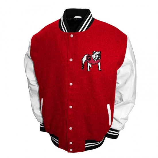 Georgia Bulldogs Graduate Red and White Varsity Jacket