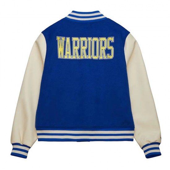 Golden State Warriors Classics Royal and Off White Varsity Jacket