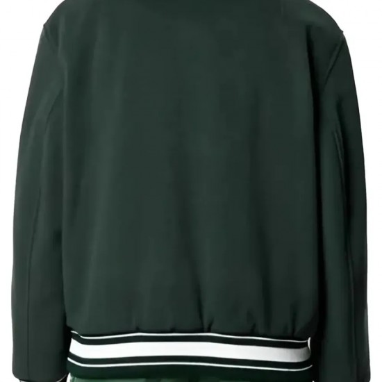 Green Rose Embroidered Varsity Jacket