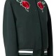 Green Rose Embroidered Varsity Jacket