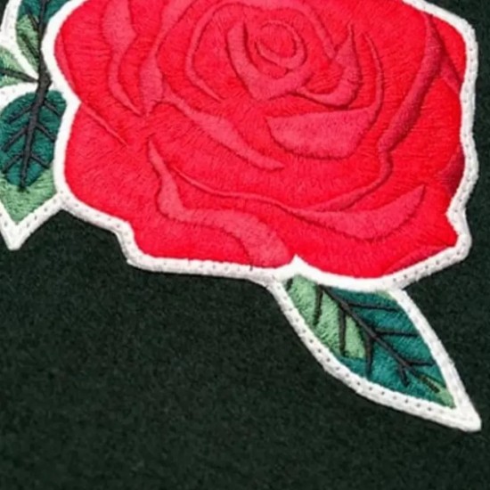 Green Rose Embroidered Varsity Jacket