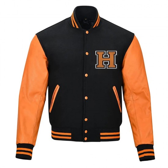 Halloween Pumpkin Black and Orange Varsity Jacket