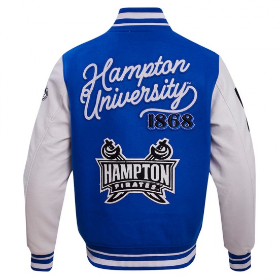 Hampton Pirates HBCU Royal and White Varsity Jacket