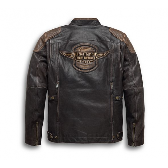 Harley Davidson Triple Vent System Brown Leather Jacket