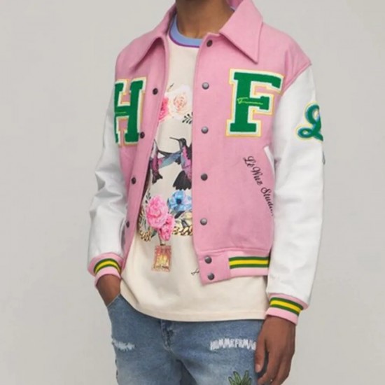 HF Homme Femme Letterman Pink Jacket