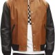 Holt Men’s Brown and Black Leather Varsity Jacket