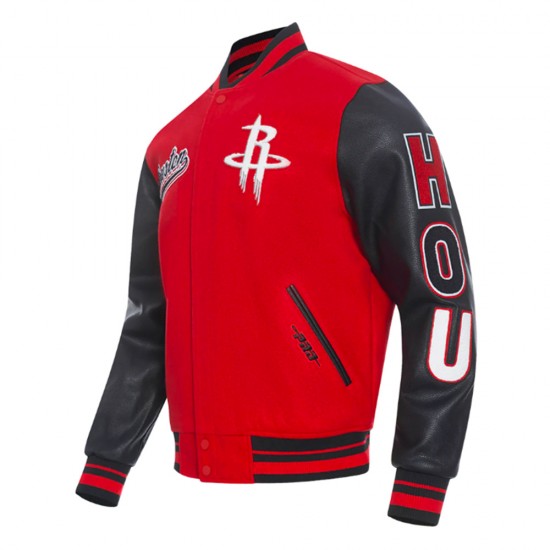 Houston Rockets Script Tail Classic Rib Varsity Jacket