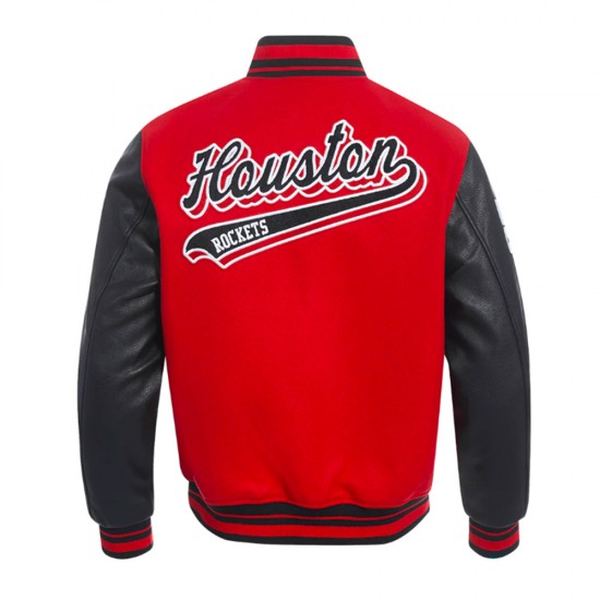 Houston Rockets Script Tail Classic Rib Varsity Jacket