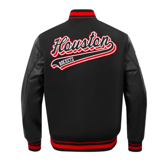 Houston Rockets Script Tail Classic Rib Varsity Jacket