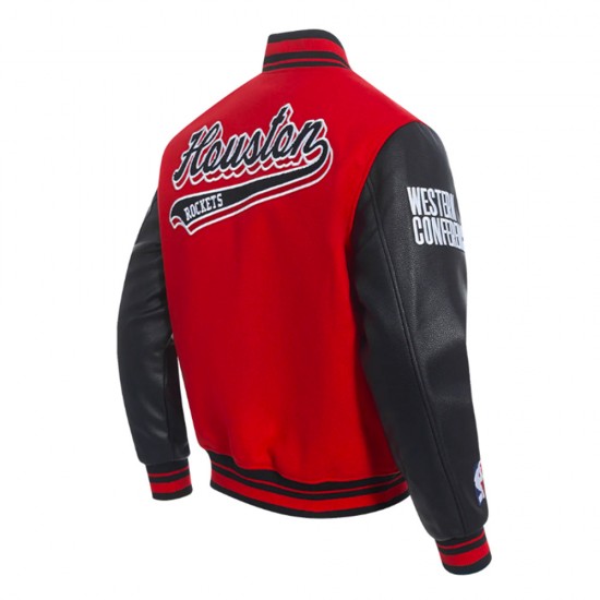 Houston Rockets Script Tail Classic Rib Varsity Jacket