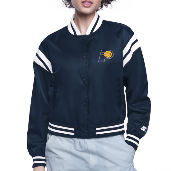 Indiana Pacers Printed Logo Varsity Satin Jacket