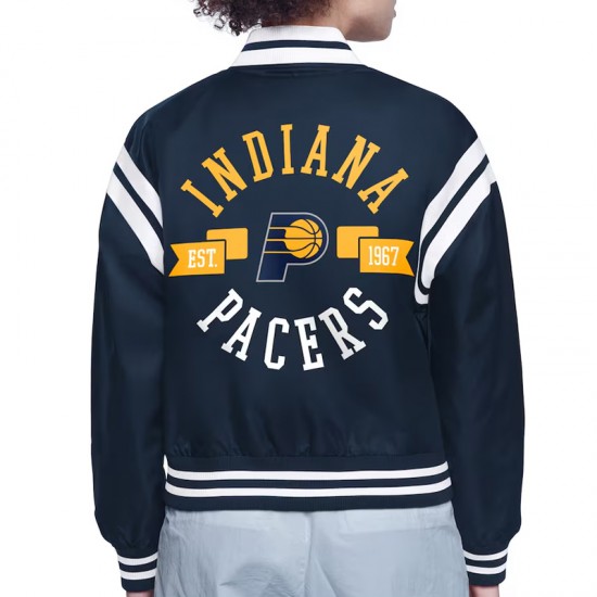 Indiana Pacers Printed Logo Varsity Satin Jacket