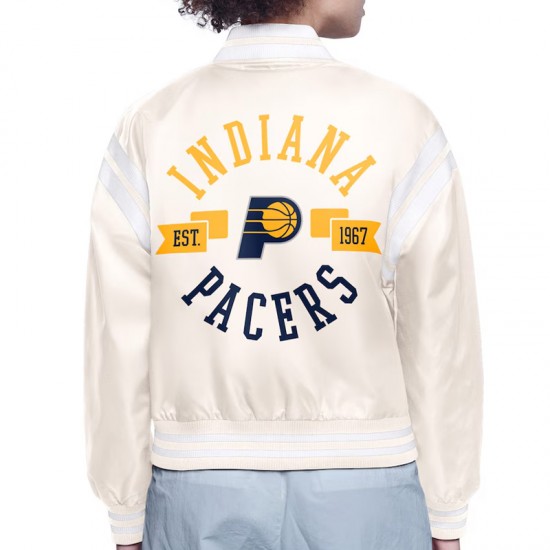 Indiana Pacers Printed Logo Varsity Satin Jacket