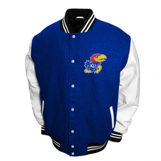 Kansas Jayhawks Royal and White Varsity Jacket