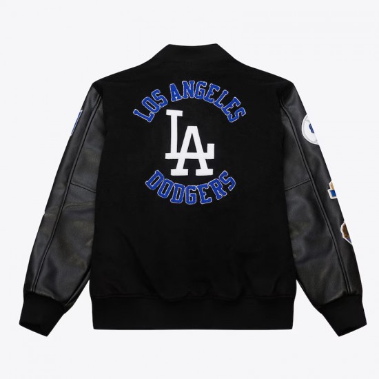 LA Dodgers Black Out Vintage Logo Varsity Jacket