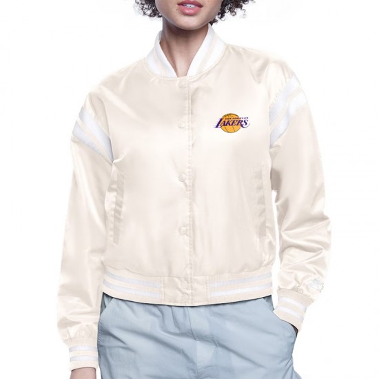 LA Lakers Printed Logo Varsity Satin Jacket